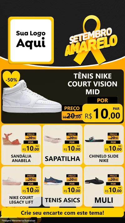 Modelo de Rede Social para Stories com o tema Setembro Amarelo para Calçados