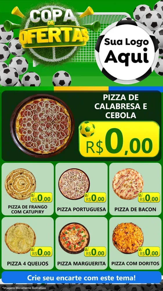 Modelo de Rede Social para Stories com o tema Copa De Ofertas para Pizzaria