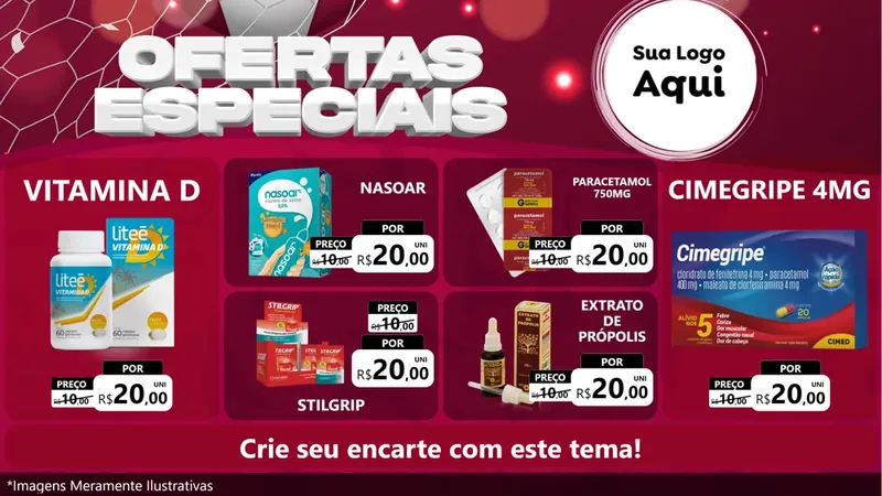 Modelo de TV para TV Horizontal com o tema Ofertas Especiais - Futebol para Farmácia