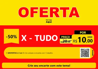 Modelo de Cartaz para Cartaz A4 Horizontal com o tema OFERTA - Vermelho Cartaz para Hamburgueria