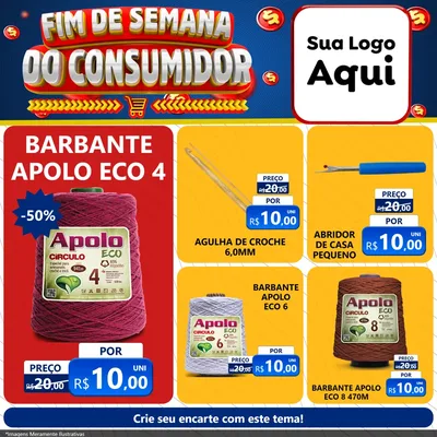 Modelo de Rede Social para Feed Facebook com o tema Fim de Semana do Consumidor para Armarinho e Aviamentos