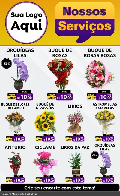 Modelo de Encarte para Encarte Grande com o tema Nossos Serviços para Floricultura e jardim