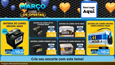 Modelo de TV para TV Horizontal com o tema Março de Ofertas para Baterias Elétricas