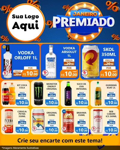 Modelo de Rede Social para Feed Instagram com o tema Janeiro Premiado para Distribuidora de bebidas