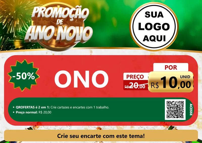 Modelo de Cartaz para Cartaz A4 Horizontal com o tema Promoção de Ano Novo para Óticas
