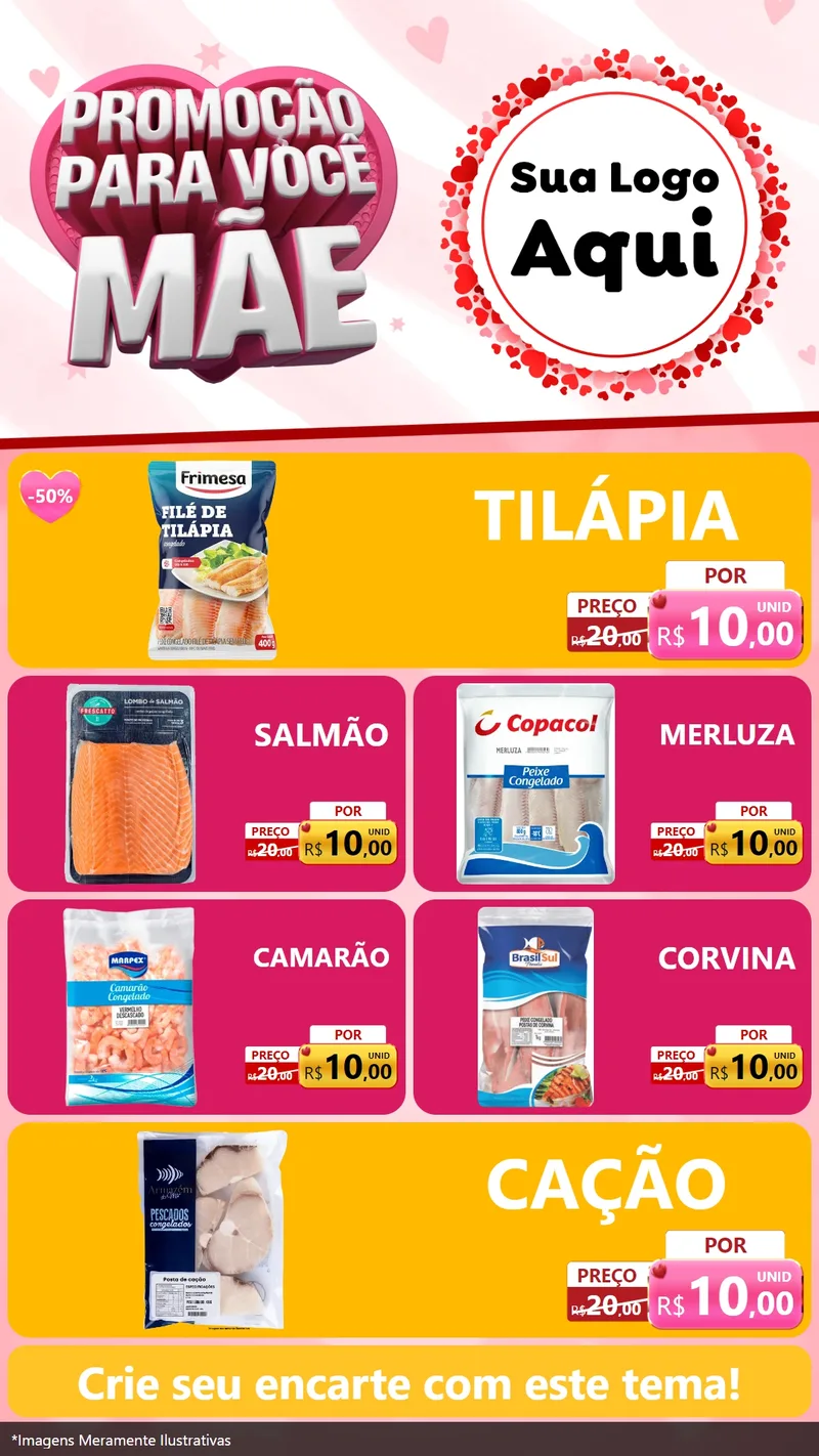 Modelo de TV para TV Vertical com o tema Promoção Para Você Mãe para Peixaria
