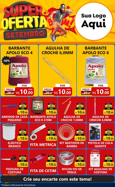 Modelo de Encarte para Encarte Grande com o tema Super Oferta Setembro para Armarinho e Aviamentos