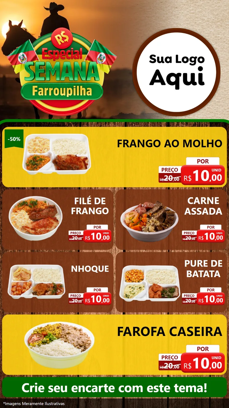 Modelo de TV para TV Vertical com o tema Especial Semana Farroupilha para Restaurante