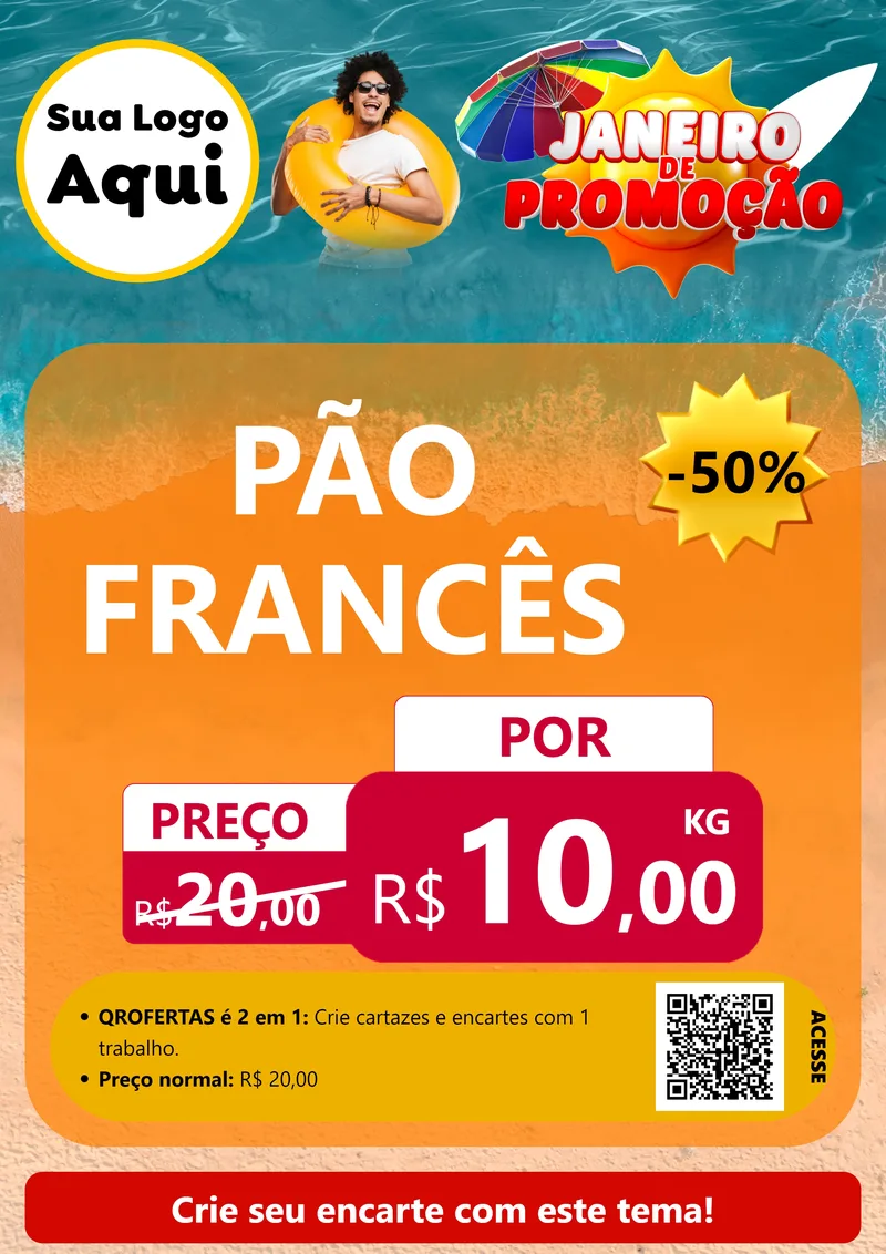 Modelo de Cartaz para Cartaz A4 Vertical com o tema Janeiro de Promoção para Padaria