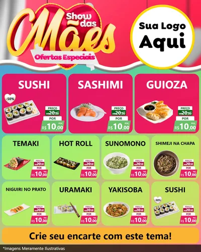 Modelo de Rede Social para Feed Instagram com o tema Show das Mães - Ofertas Especiais para Comida japonesa
