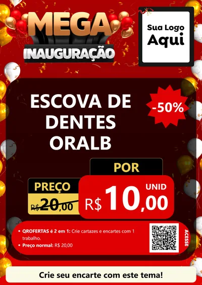 Modelo de Cartaz para Cartaz A4 Vertical com o tema Mega Inauguração para Higiene Pessoal