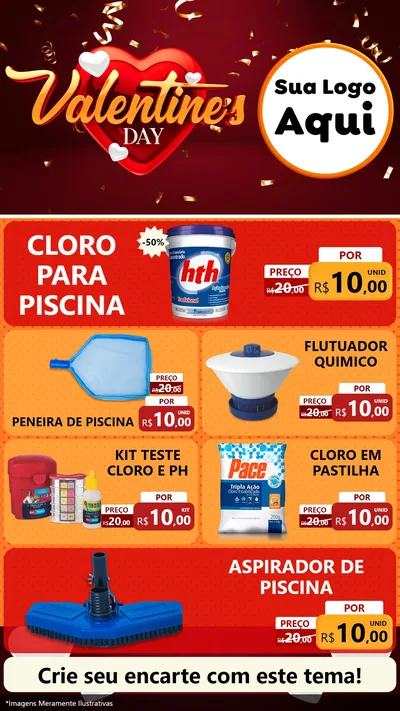 Modelo de TV para TV Vertical com o tema Valentine's Day para Produtos para Piscina
