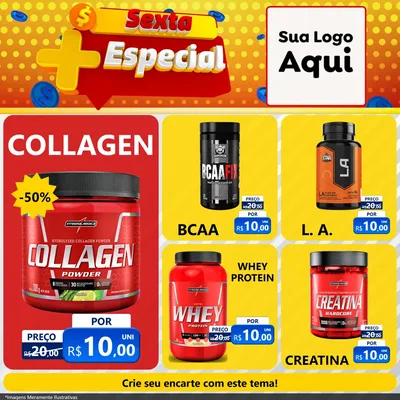 Modelo de Rede Social para Feed Facebook com o tema Sexta Mais Especial para Suplementos alimentares