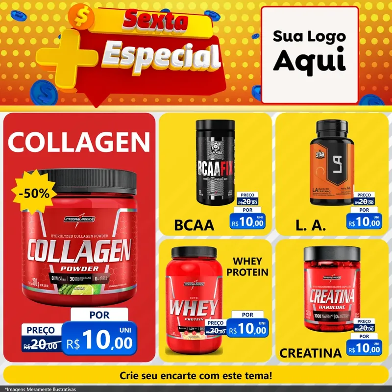 Modelo de Rede Social para Feed Facebook com o tema Sexta Mais Especial para Suplementos alimentares