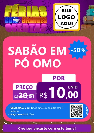Modelo de Cartaz para Cartaz A4 Vertical com o tema Férias com Grandes Ofertas para Produtos de Limpeza