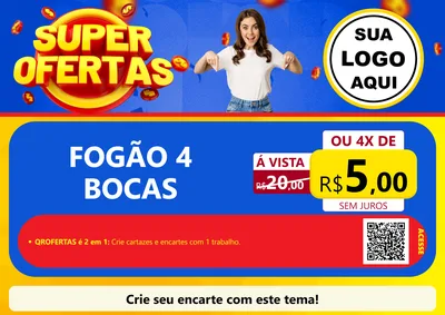 Modelo de Cartaz para Cartaz A4 Horizontal com o tema Super Ofertas para Móveis e Eletro