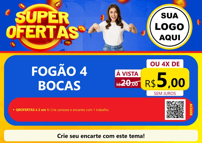 Modelo de Cartaz para Cartaz A4 Horizontal com o tema Super Ofertas para Móveis e Eletro