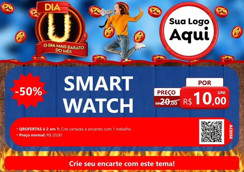 Modelo de Cartaz para Cartaz A4 Horizontal com o tema Dia U - O Dia Mais Barato Do Mês para Informática