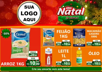 Modelo de Encarte para Encarte A4 Horizontal com o tema Um Natal de Ofertas para Supermercado