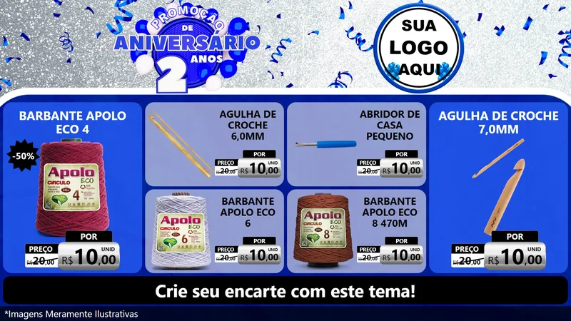 Modelo de TV para TV Horizontal com o tema Promoção de Aniversário - 2 Anos para Armarinho e Aviamentos