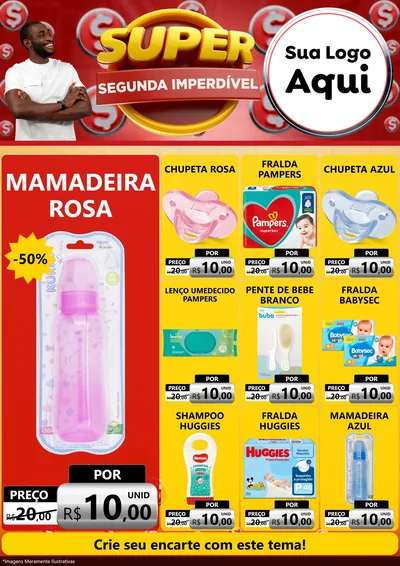 Modelo de Encarte para Encarte A4 Vertical com o tema Super Segunda Imperdível para Bebês