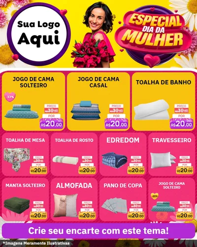 Modelo de Rede Social para Feed Instagram com o tema Especial Dia da Mulher para Cama, Mesa e Banho