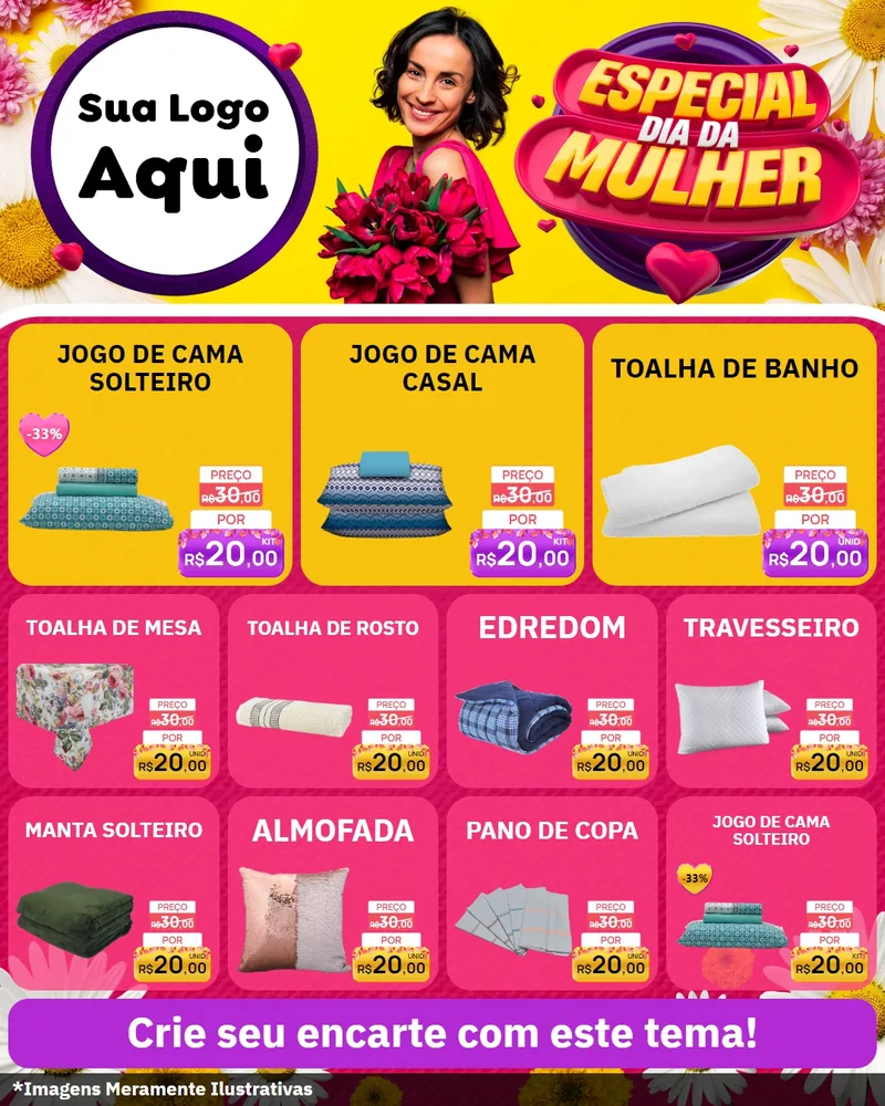 Modelo de Rede Social para Feed Instagram com o tema Especial Dia da Mulher para Cama, Mesa e Banho