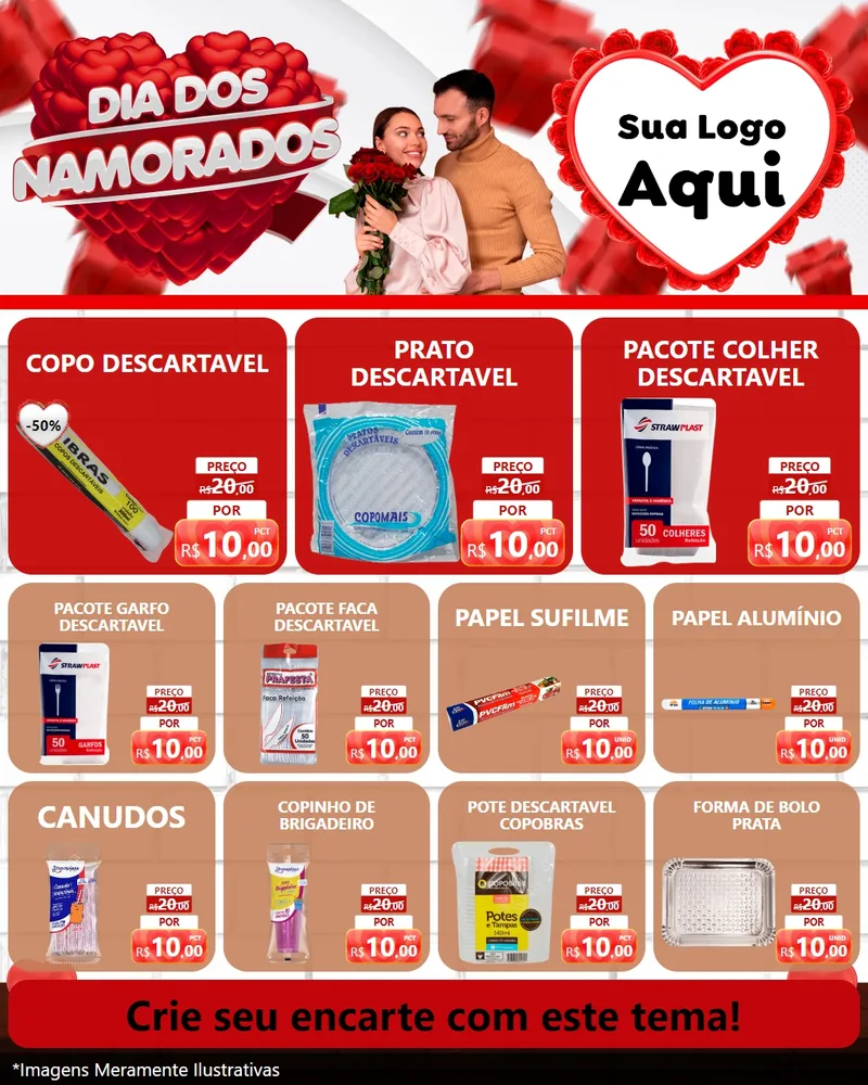 Modelo de Rede Social para Feed Instagram com o tema Dia dos Namorados para Embalagens
