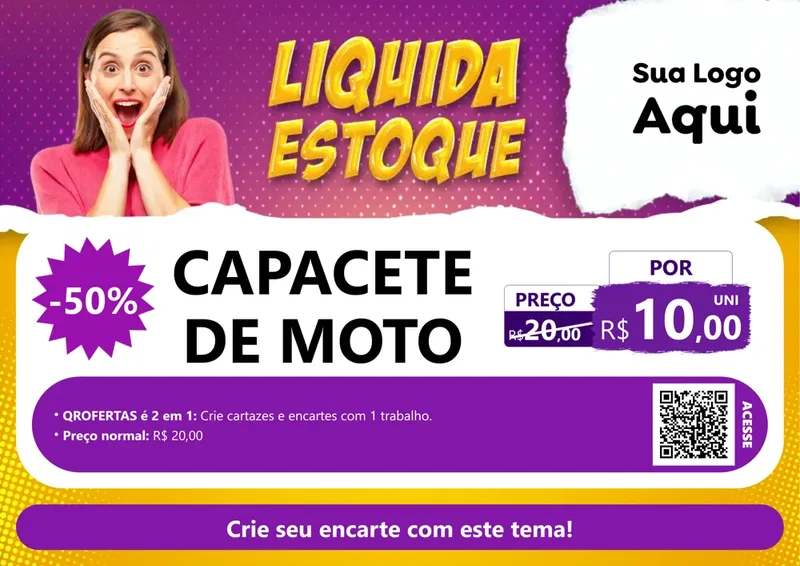 Modelo de Cartaz para Cartaz A4 Horizontal com o tema Liquida estoque para Moto peças