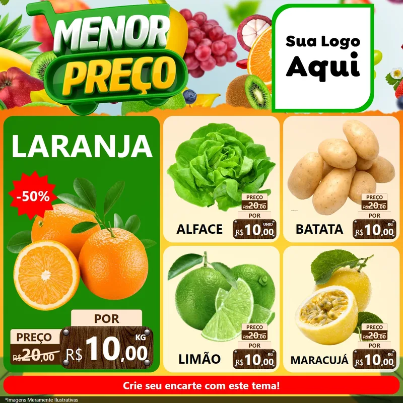 Modelo de Rede Social para Feed Facebook com o tema Menor Preço para Hortifrúti