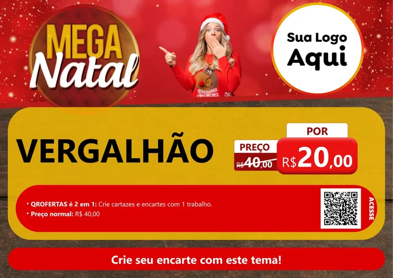 Modelo de Cartaz para Cartaz A4 Horizontal com o tema Mega Natal para Ferragens