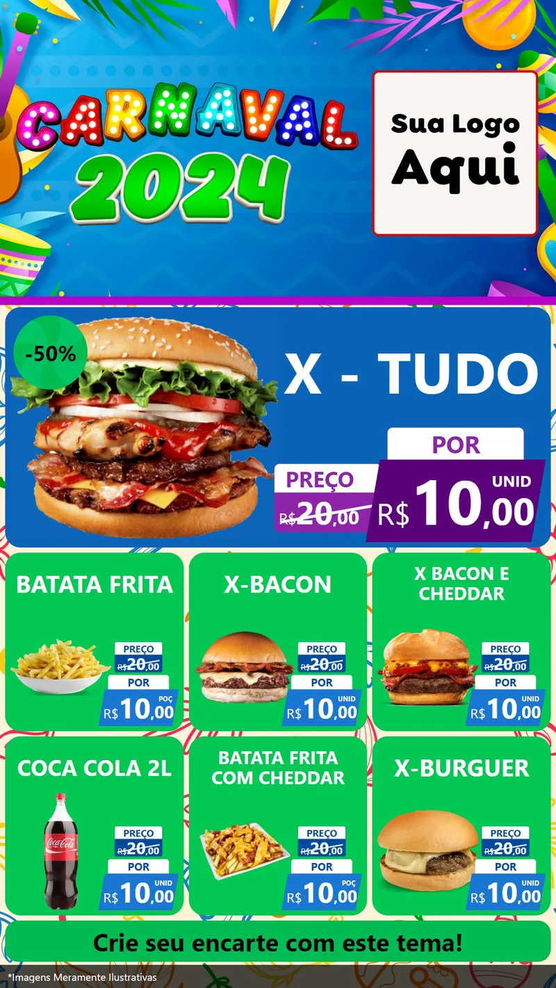 Modelo de Rede Social para Stories com o tema Carnaval 2027 para Hamburgueria
