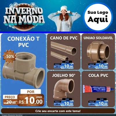 Modelo de Rede Social para Feed Facebook com o tema Inverno na Moda para Tubos e conexões
