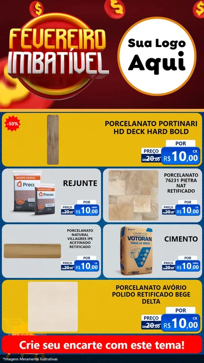 Modelo de TV para TV Vertical com o tema Fevereiro Imbatível para Pisos e revestimentos