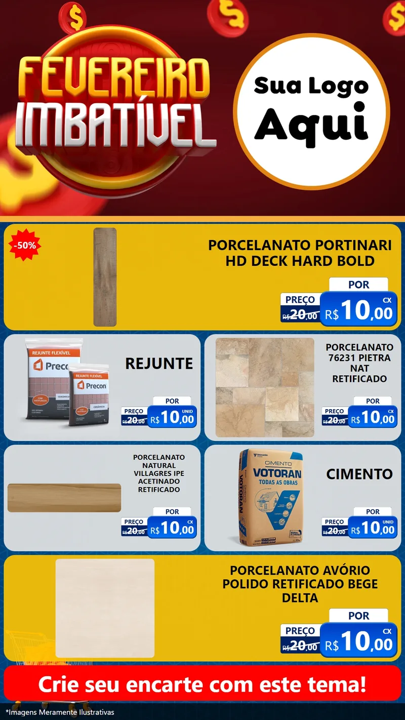 Modelo de TV para TV Vertical com o tema Fevereiro Imbatível para Pisos e revestimentos