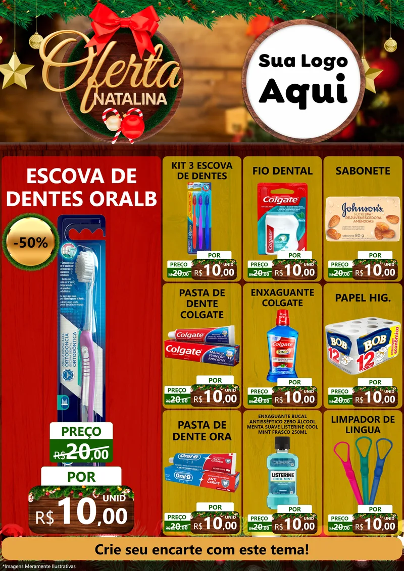 Modelo de Encarte para Encarte A4 Vertical com o tema Ofertas Natalina para Higiene Pessoal