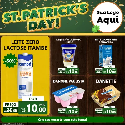 Modelo de Rede Social para Feed Facebook com o tema St Patriks Day para Frios e Laticínios