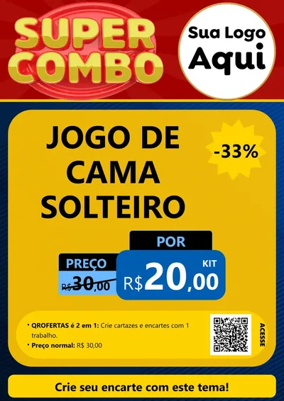 Modelo de Cartaz para Cartaz A4 Vertical com o tema Super Combo para Cama, Mesa e Banho