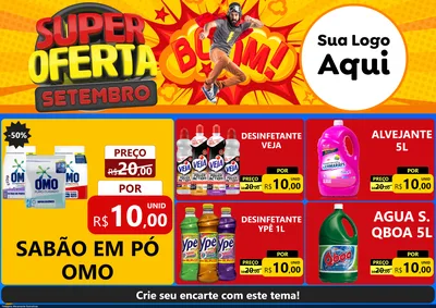 Modelo de Encarte para Encarte A4 Horizontal com o tema Super Oferta Setembro para Produtos de Limpeza