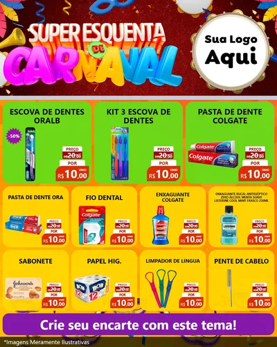 Modelo de Rede Social para Feed Instagram com o tema Super Esquenta de Carnaval para Higiene Pessoal