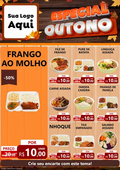Modelo de Encarte para Encarte A4 Vertical com o tema Especial Outono para Restaurante