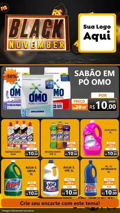Modelo de Rede Social para Stories com o tema Black November para Produtos de Limpeza