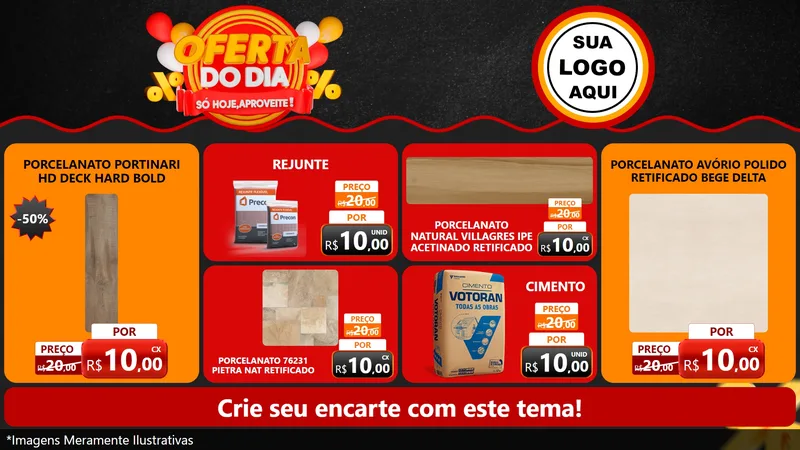 Modelo de TV para TV Horizontal com o tema Oferta do Dia - Só hoje, Aproveite! para Pisos e revestimentos