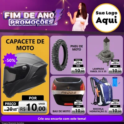 Modelo de Rede Social para Feed Facebook com o tema Fim de Ano Promoções para Moto peças