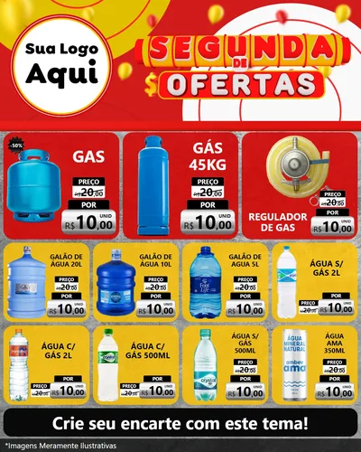 Modelo de Rede Social para Feed Instagram com o tema Segunda de Ofertas para Água e gás