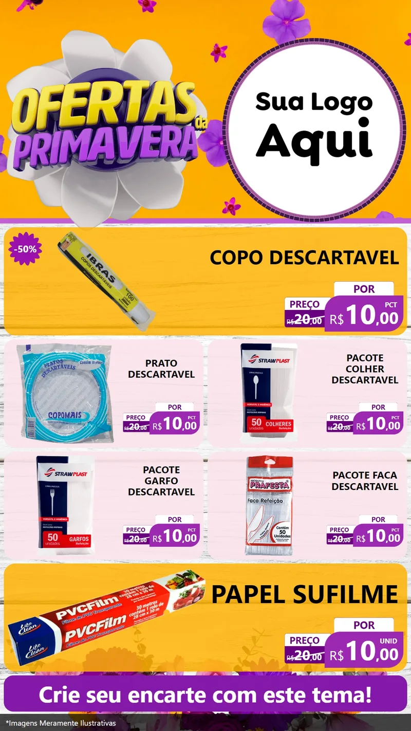 Modelo de TV para TV Vertical com o tema Ofertas Da Primavera para Embalagens