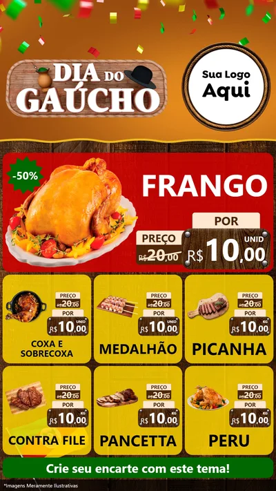 Modelo de Rede Social para Stories com o tema Dia do Gaúcho para Assados