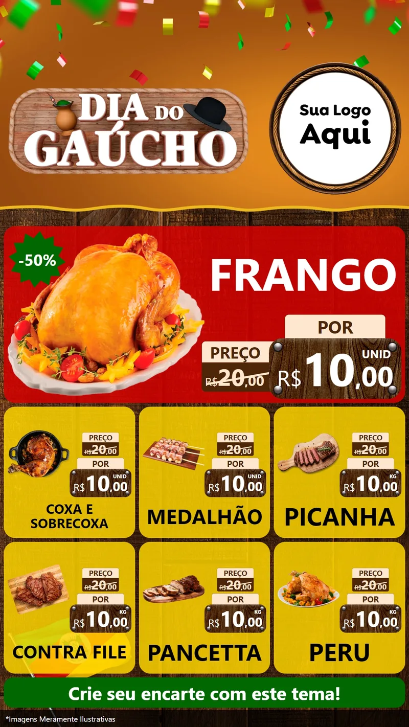 Modelo de Rede Social para Stories com o tema Dia do Gaúcho para Assados