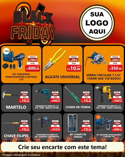 Modelo de Rede Social para Feed Instagram com o tema Black Friday para Maquinas e Ferramentas