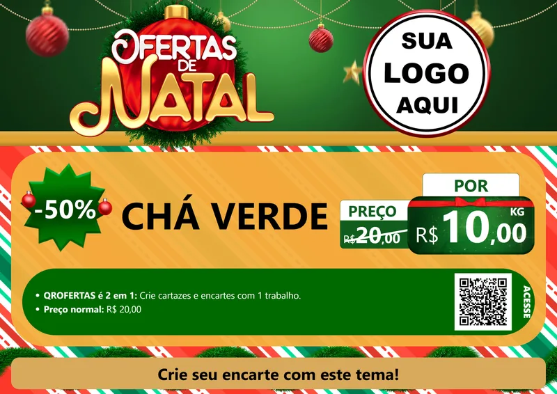 Modelo de Cartaz para Cartaz A4 Horizontal com o tema Ofertas de Natal para Produtos Naturais